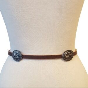 Western Genuine Distressed Skinny Leather with Oval Conches Belt Size M/L